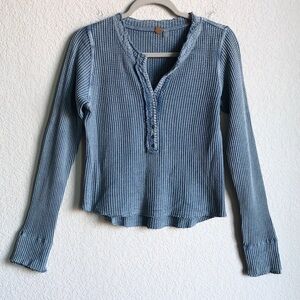 Free People FP One Colt Thermal Washed Blue Long Sleeve